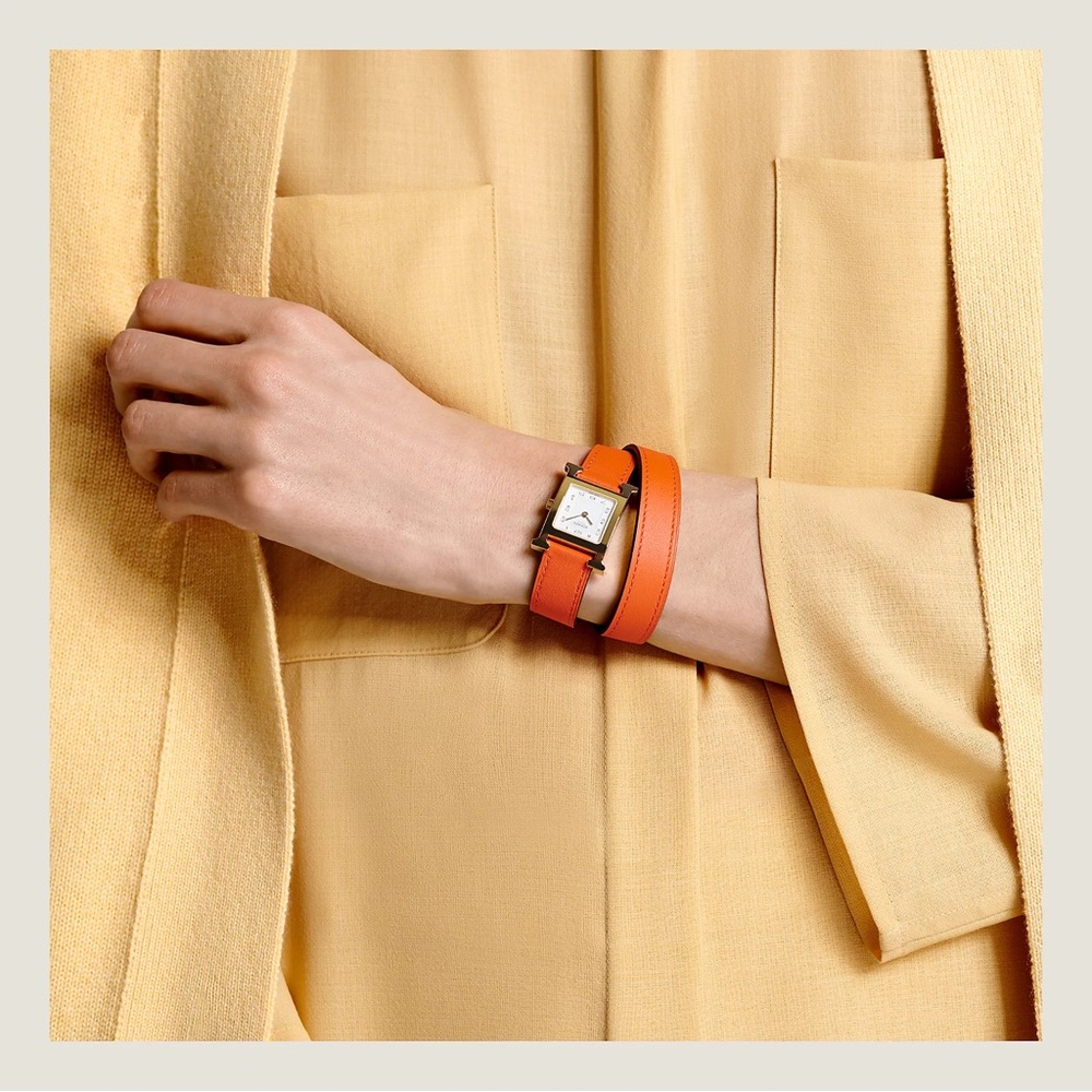 Hermes H Heure orange double tour strap for 25mm. Current retail is $760+ - Picture 2 of 13